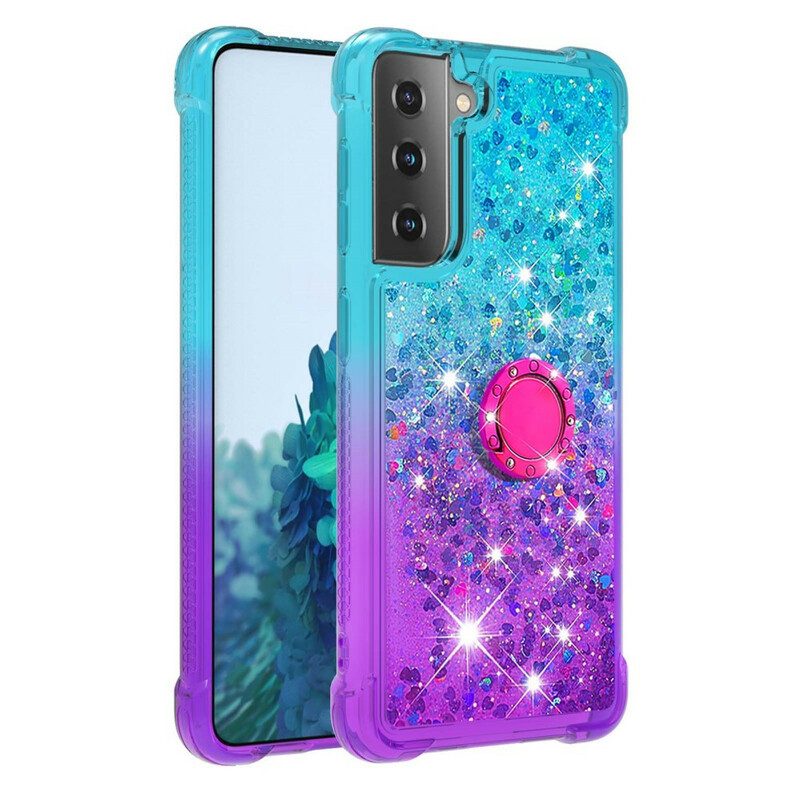 Cover Samsung Galaxy S21 5G Staffa Ad Anello Glitterata
