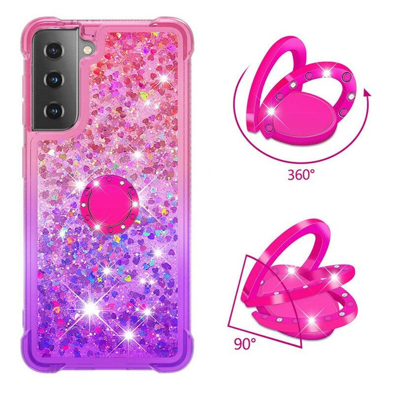 Cover Samsung Galaxy S21 5G Staffa Ad Anello Glitterata