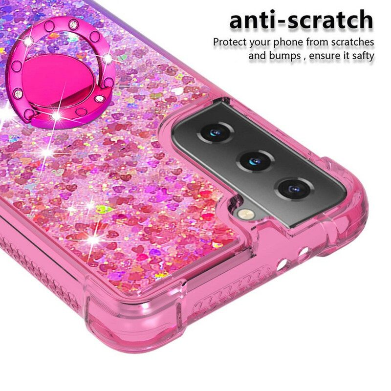 Cover Samsung Galaxy S21 5G Staffa Ad Anello Glitterata