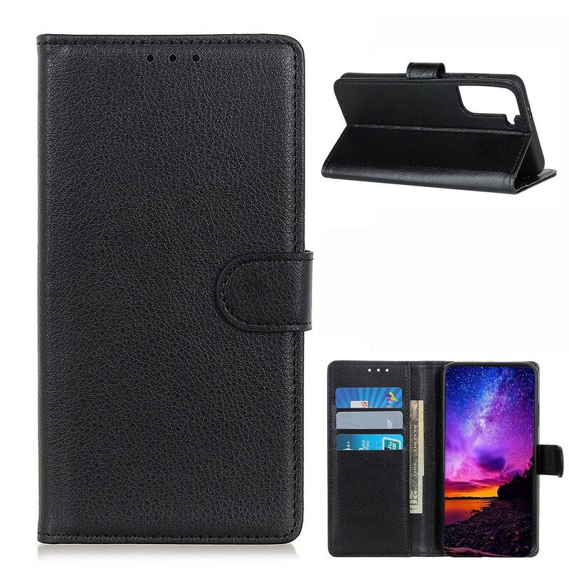 Custodia A Portafoglio Samsung Galaxy S21 5G Ecopelle Tradizionale Litchi