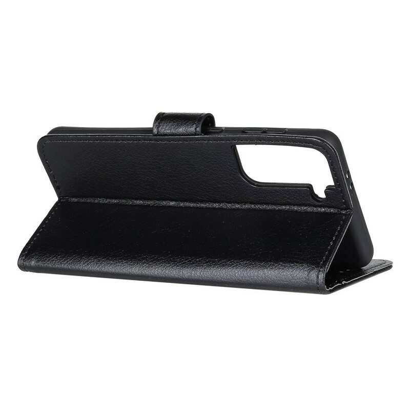 Custodia A Portafoglio Samsung Galaxy S21 5G Ecopelle Tradizionale Litchi