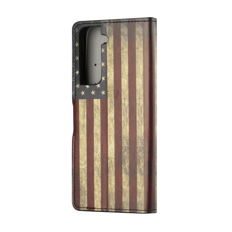 Custodia in pelle Samsung Galaxy S21 5G Bandiera Americana