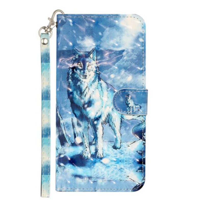 Custodia in pelle Samsung Galaxy S21 5G Faretti Wolf Light Con Cinturino