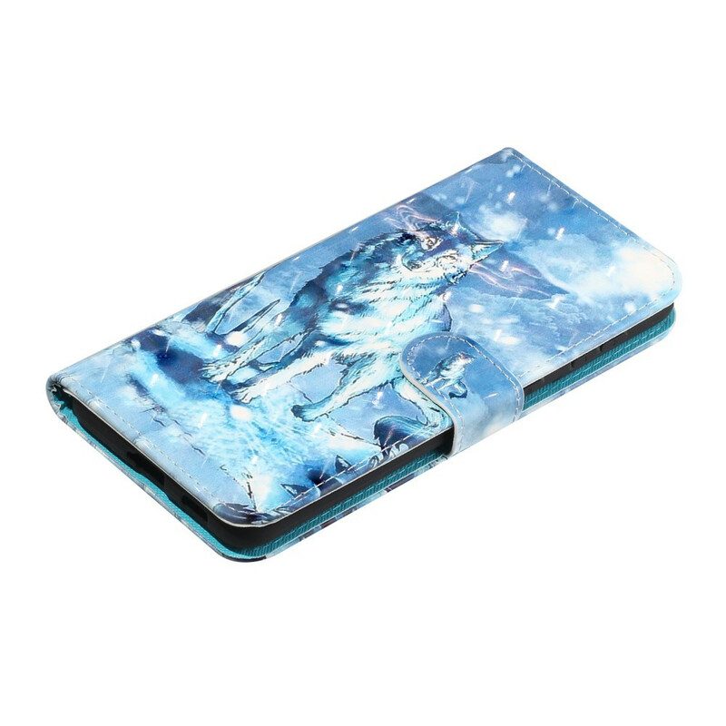 Custodia in pelle Samsung Galaxy S21 5G Faretti Wolf Light Con Cinturino