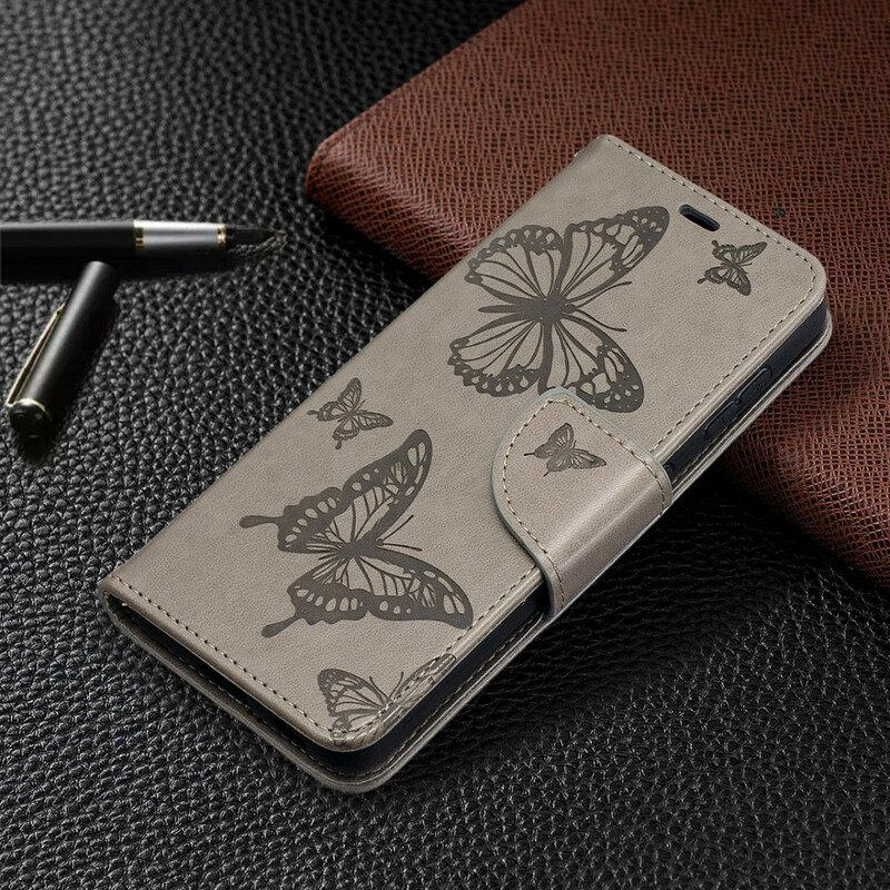 Custodia in pelle Samsung Galaxy S21 5G Farfalle In Volo Con Cordino