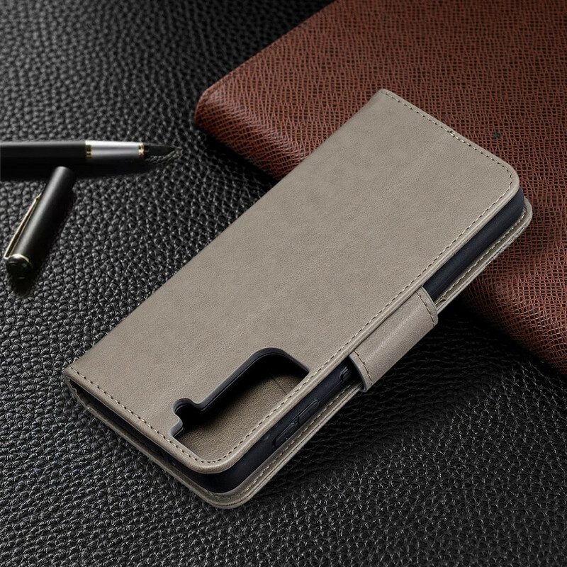Custodia in pelle Samsung Galaxy S21 5G Farfalle In Volo Con Cordino