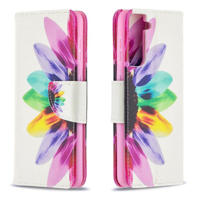 Custodia in pelle Samsung Galaxy S21 5G Fiore Dell'acquerello