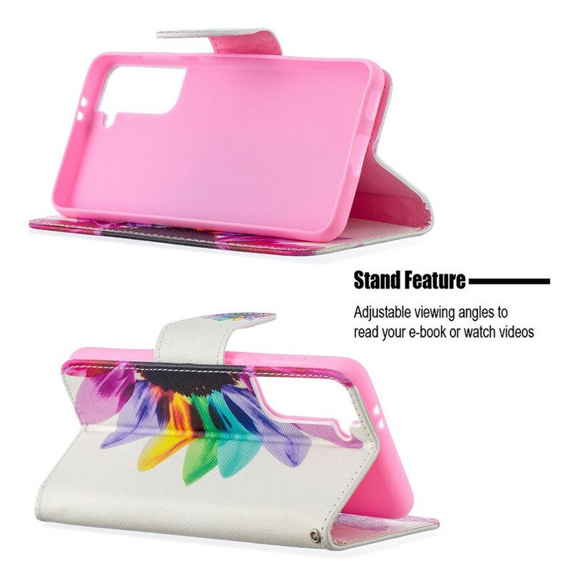 Custodia in pelle Samsung Galaxy S21 5G Fiore Dell'acquerello