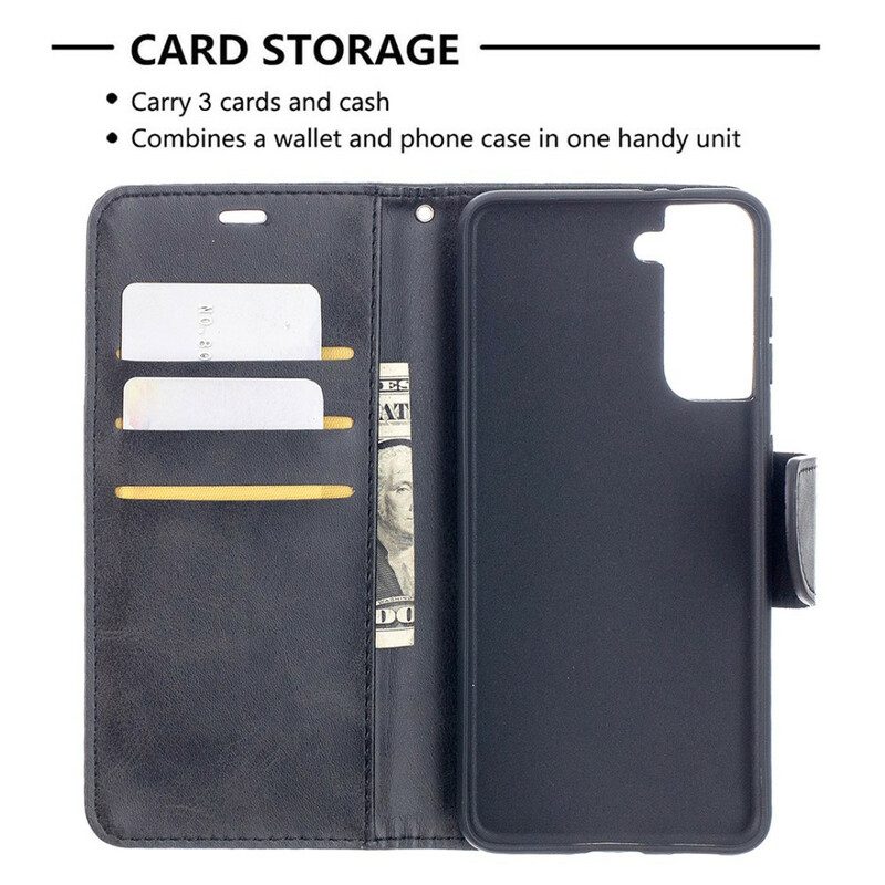 Custodia in pelle Samsung Galaxy S21 5G Folio Cover Lembo Liscio Obliquo