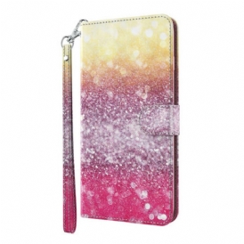 Custodia in pelle Samsung Galaxy S21 5G Gradiente Glitterato Magenta