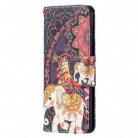 Custodia in pelle Samsung Galaxy S21 5G Mandala Di Elefanti Etnici