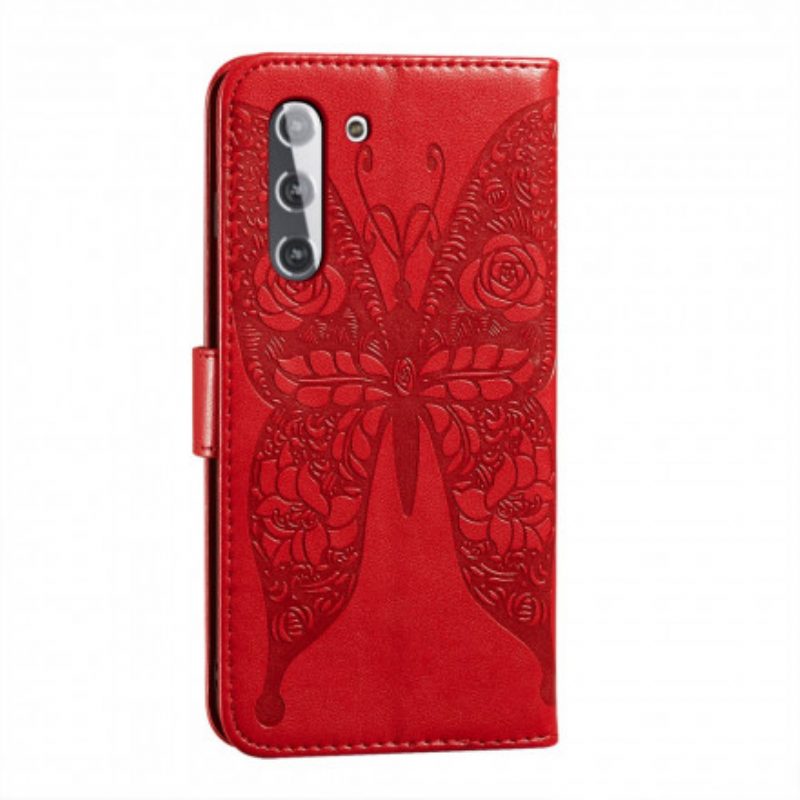 Custodia in pelle Samsung Galaxy S21 5G Modello Di Fiore Di Farfalla