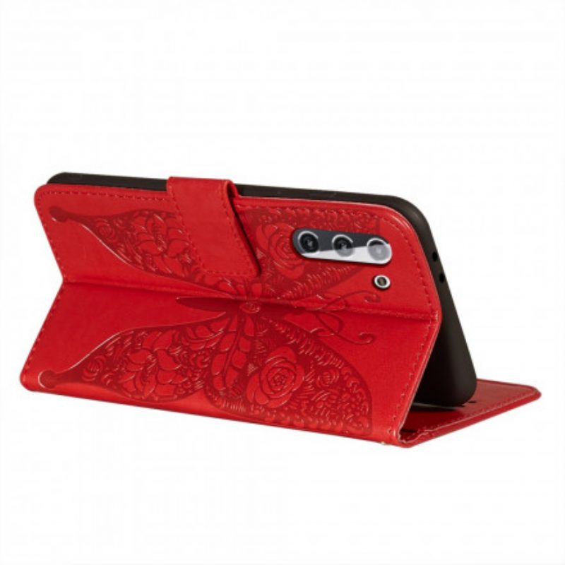 Custodia in pelle Samsung Galaxy S21 5G Modello Di Fiore Di Farfalla