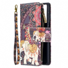 Custodia in pelle Samsung Galaxy S21 5G Tasca Con Zip A Forma Di Elefante