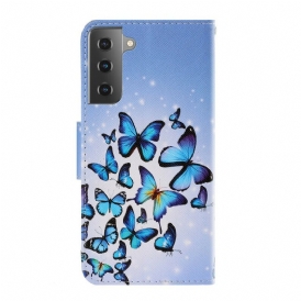 Custodia in pelle Samsung Galaxy S21 5G Variazioni Cinturino Farfalle