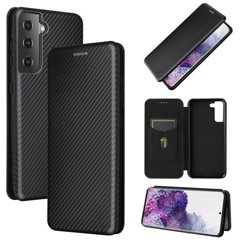 Folio Cover Samsung Galaxy S21 5G Custodia in pelle Fibra Di Carbonio
