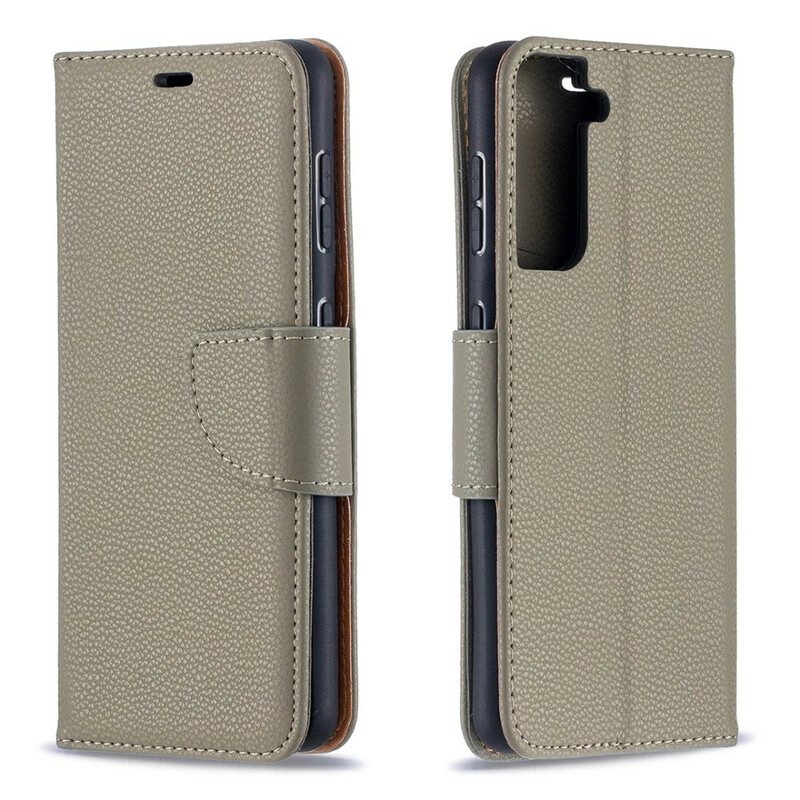 Folio Cover Samsung Galaxy S21 5G Custodia in pelle Litchi Rabat Obliquo