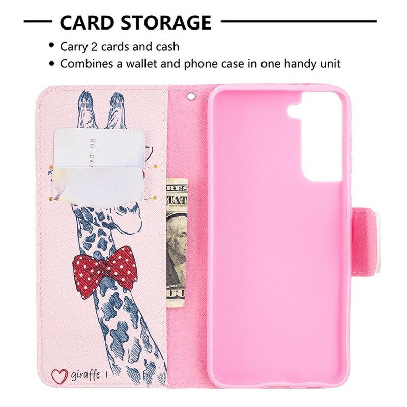 Folio Cover Samsung Galaxy S21 5G Giraffa Intelligente