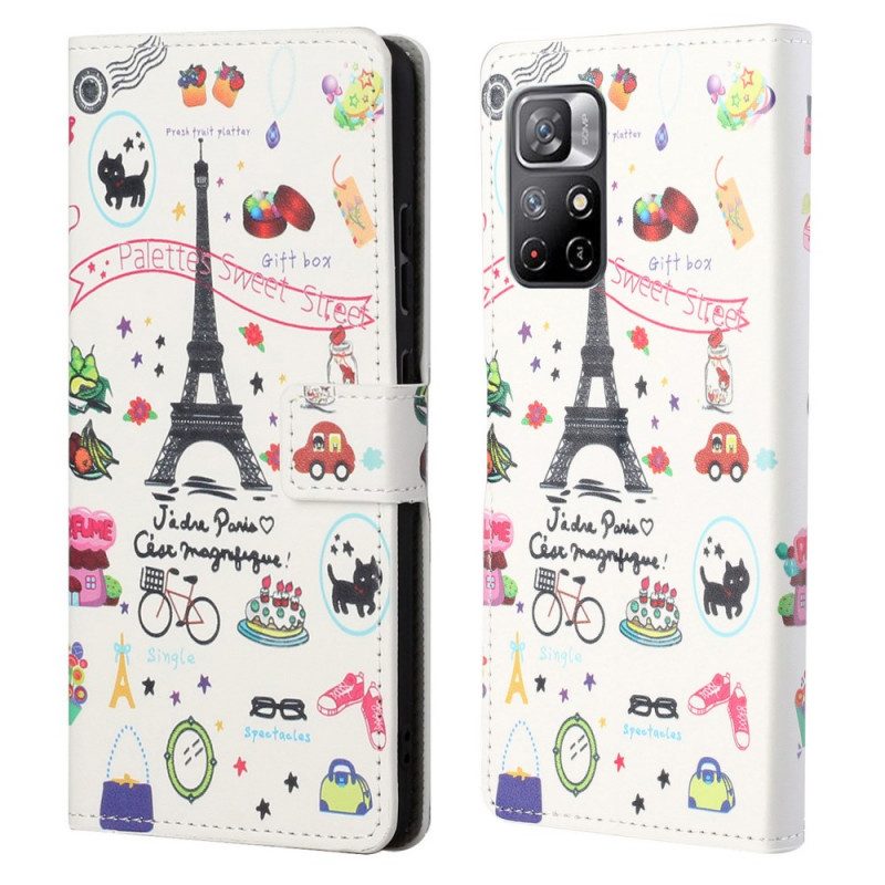 Custodia in pelle Poco M4 Pro 5G Amo Parigi