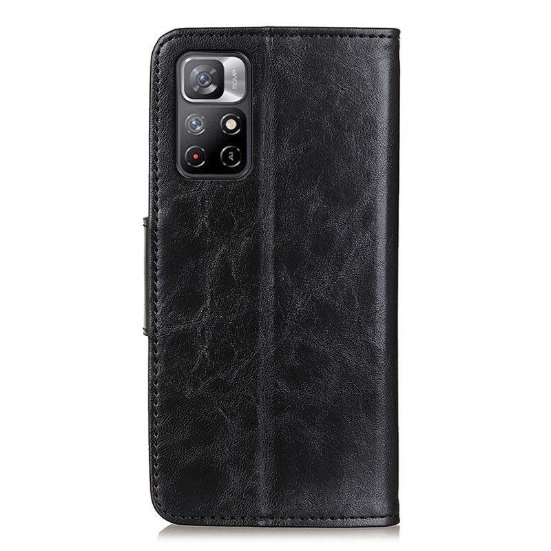 Custodia in pelle Poco M4 Pro 5G Chiusura Reversibile In Pelle Crosta