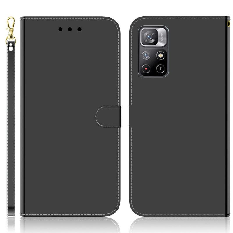 Custodia in pelle Poco M4 Pro 5G Copri Specchietto In Ecopelle