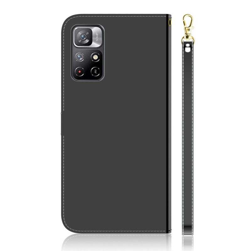 Custodia in pelle Poco M4 Pro 5G Copri Specchietto In Ecopelle