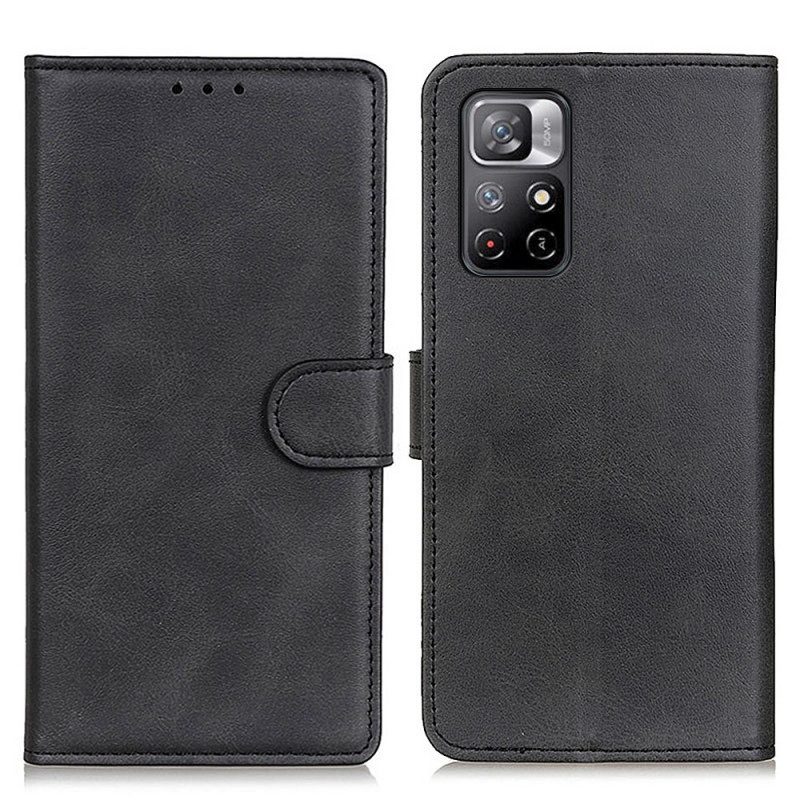Custodia in pelle Poco M4 Pro 5G Effetto Pelle Opaca