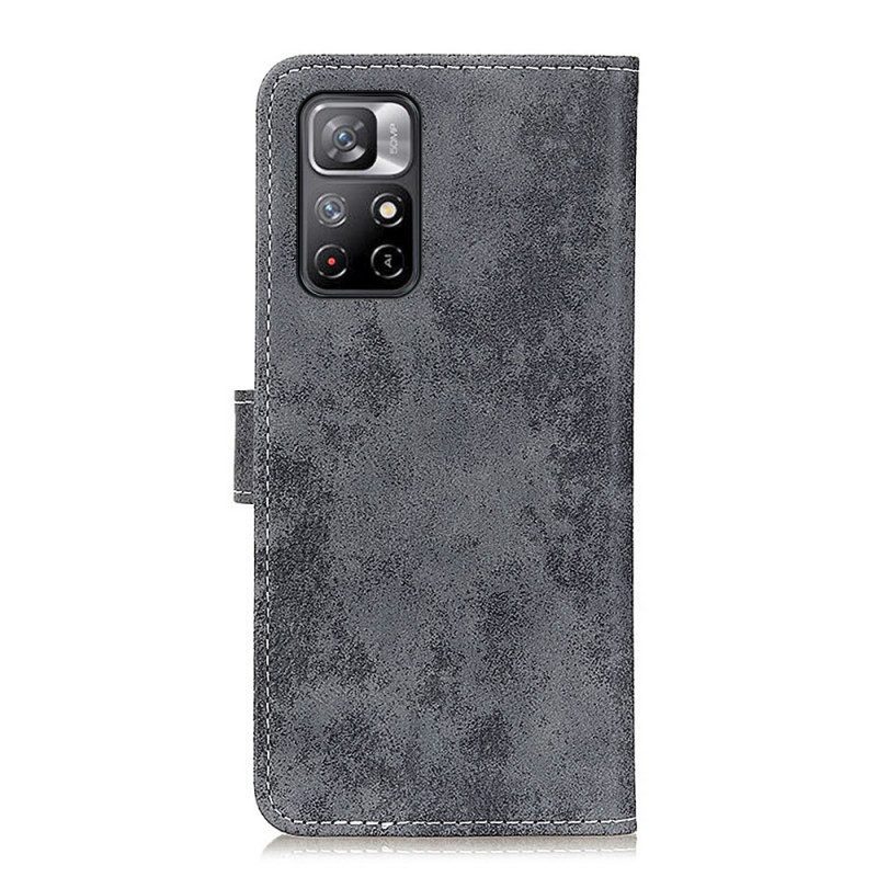 Custodia in pelle Poco M4 Pro 5G Effetto Pelle Vintage