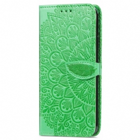Custodia in pelle Poco M4 Pro 5G Foglie Tribali