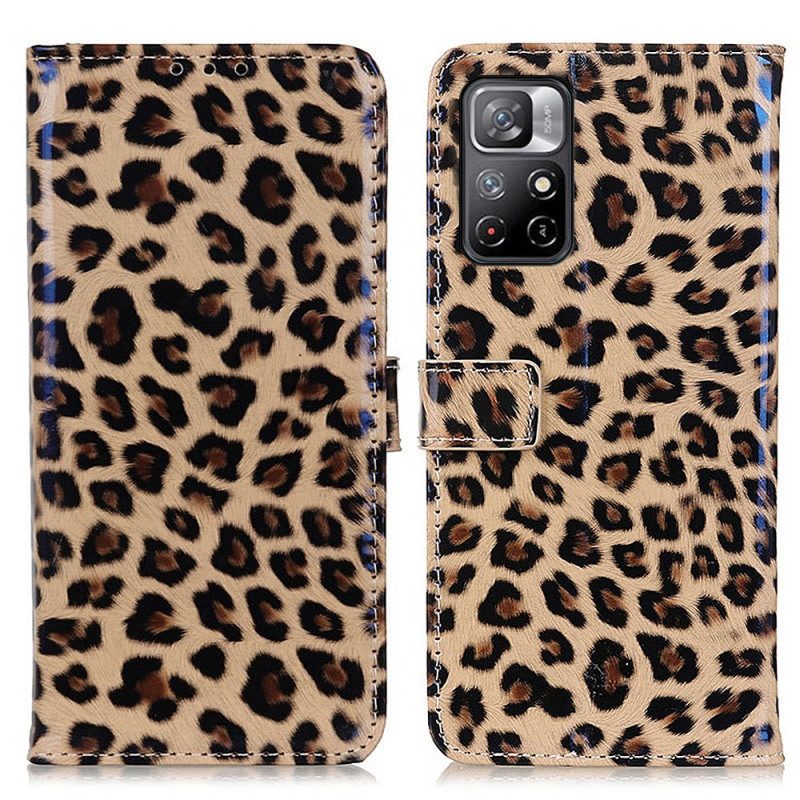Custodia in pelle Poco M4 Pro 5G Leopardo