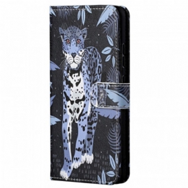 Custodia in pelle Poco M4 Pro 5G Leopardo Con Spalline