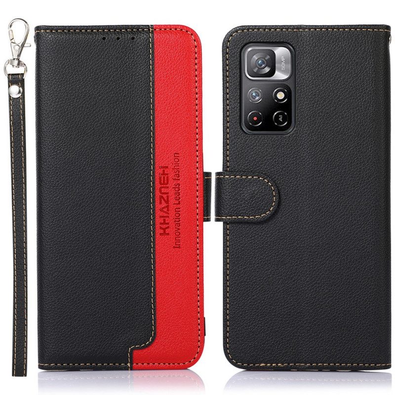 Custodia in pelle Poco M4 Pro 5G Lychee Style Rfid Khazneh
