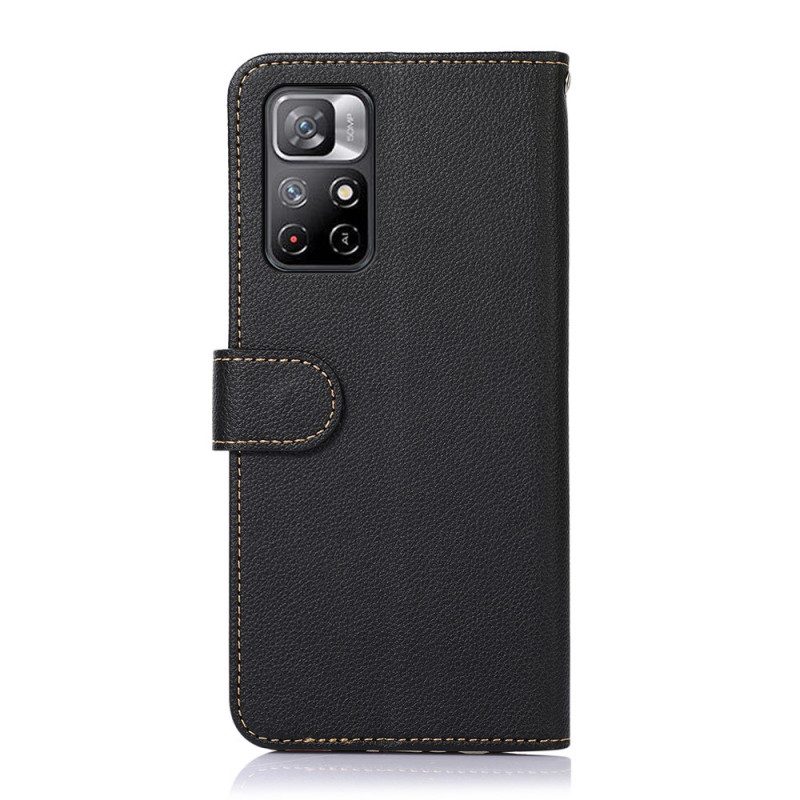 Custodia in pelle Poco M4 Pro 5G Lychee Style Rfid Khazneh