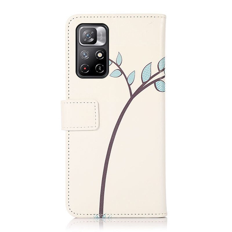 Custodia in pelle Poco M4 Pro 5G Paio Di Gufi Sull'albero