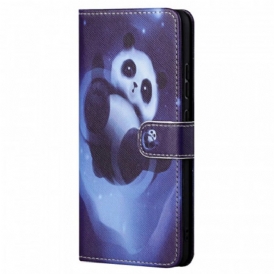 Custodia in pelle Poco M4 Pro 5G Panda Space Con Cordino