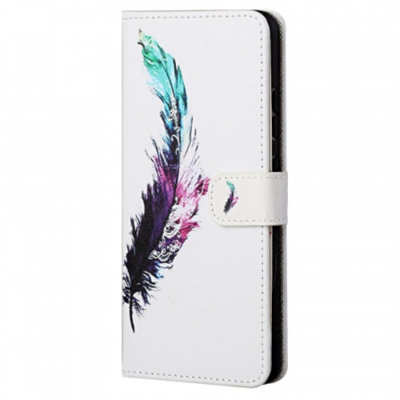 Custodia in pelle Poco M4 Pro 5G Piuma Con Cordino