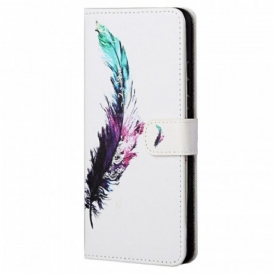 Custodia in pelle Poco M4 Pro 5G Piuma Con Cordino