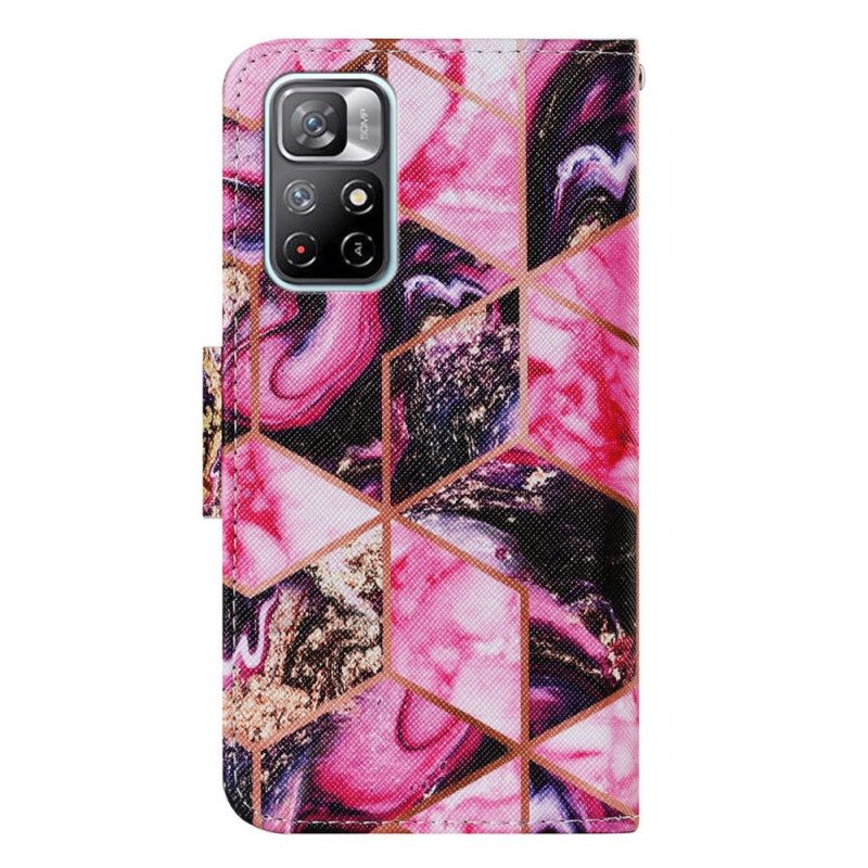 Custodia in pelle Poco M4 Pro 5G Stile Geometrico In Marmo