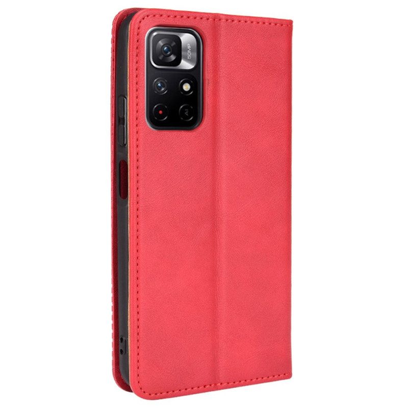 Folio Cover Poco M4 Pro 5G Custodia in pelle Effetto Pelle Vintage Stilizzato