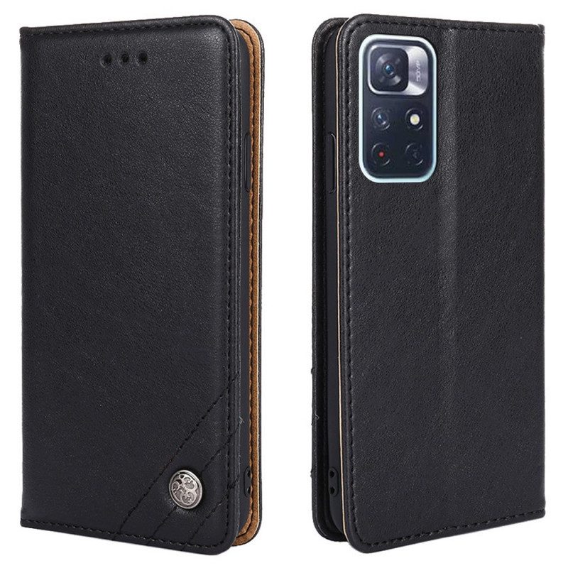 Folio Cover Poco M4 Pro 5G Custodia in pelle Rivetto In Pelle Stile
