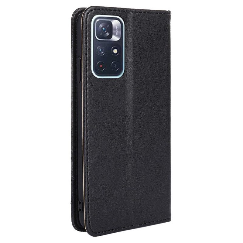 Folio Cover Poco M4 Pro 5G Custodia in pelle Rivetto In Pelle Stile