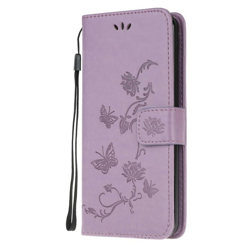 Custodia A Portafoglio Samsung Galaxy A52 4G / A52 5G / A52s 5G Perizoma Farfalle E Fiori