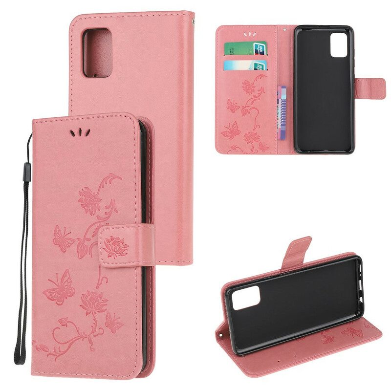 Custodia A Portafoglio Samsung Galaxy A52 4G / A52 5G / A52s 5G Perizoma Farfalle E Fiori
