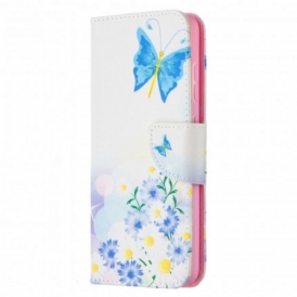 Custodia in pelle Samsung Galaxy A52 4G / A52 5G / A52s 5G Farfalle E Fiori Dipinti