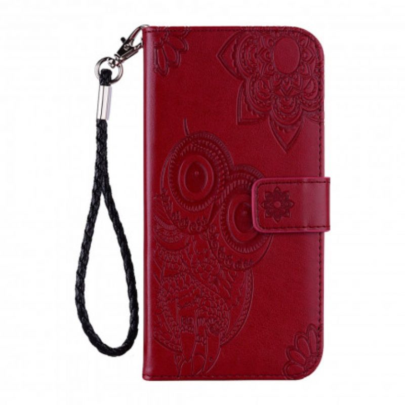 Custodia in pelle Samsung Galaxy A52 4G / A52 5G / A52s 5G Gufo Mandala E Cordino