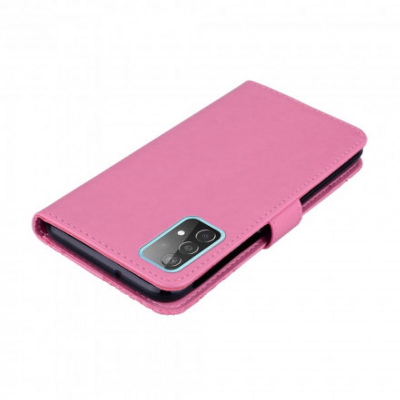 Custodia in pelle Samsung Galaxy A52 4G / A52 5G / A52s 5G Gufo Mandala E Cordino