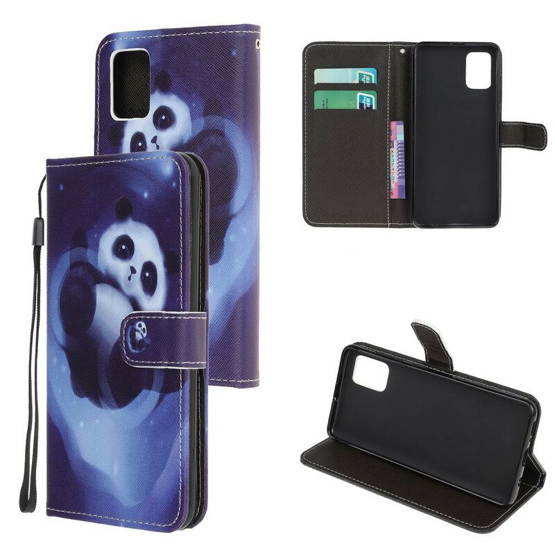 Custodia in pelle Samsung Galaxy A52 4G / A52 5G / A52s 5G Panda Space Con Cordino