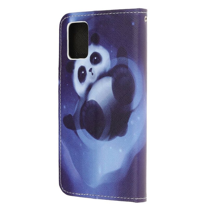 Custodia in pelle Samsung Galaxy A52 4G / A52 5G / A52s 5G Panda Space Con Cordino