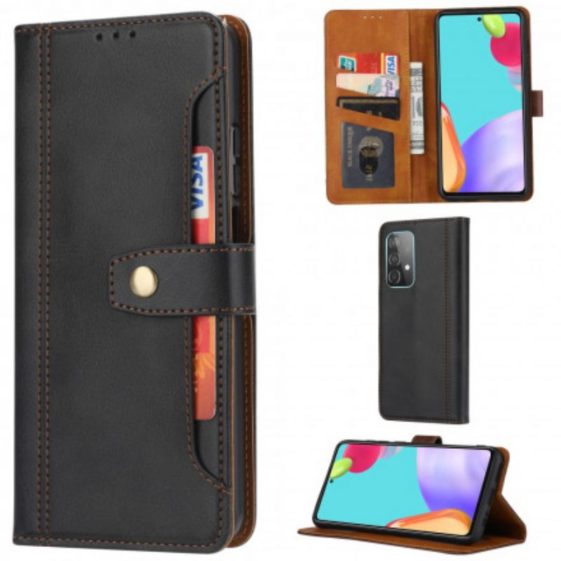 Custodia in pelle Samsung Galaxy A52 4G / A52 5G / A52s 5G Portacarte Frontale Effetto Pelle