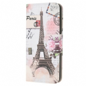 Custodia in pelle Samsung Galaxy A52 4G / A52 5G / A52s 5G Retrò Torre Eiffel